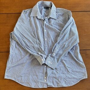 John Ashford Men's Blue and White Gingham Shirt